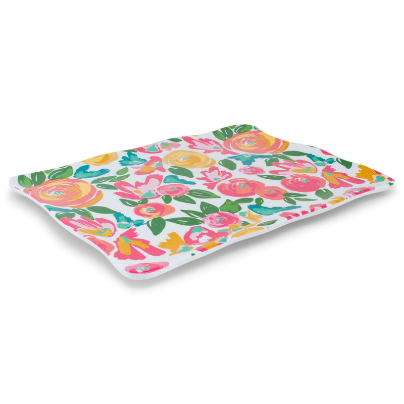 Mary Square Garden Party Pink Floral 11 x 15 Melamine Serving Platter