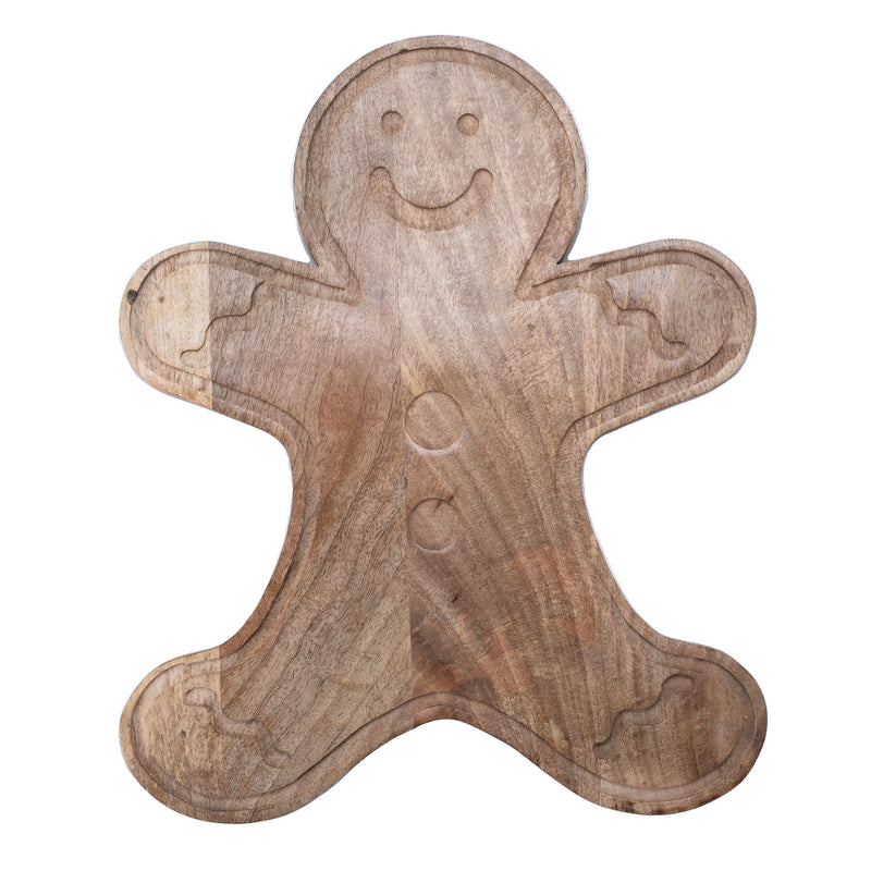 Mary Square Natural Brown Gingerbread 16.5 x 13.25 Mango Wood Christmas Cheese Cutting Board