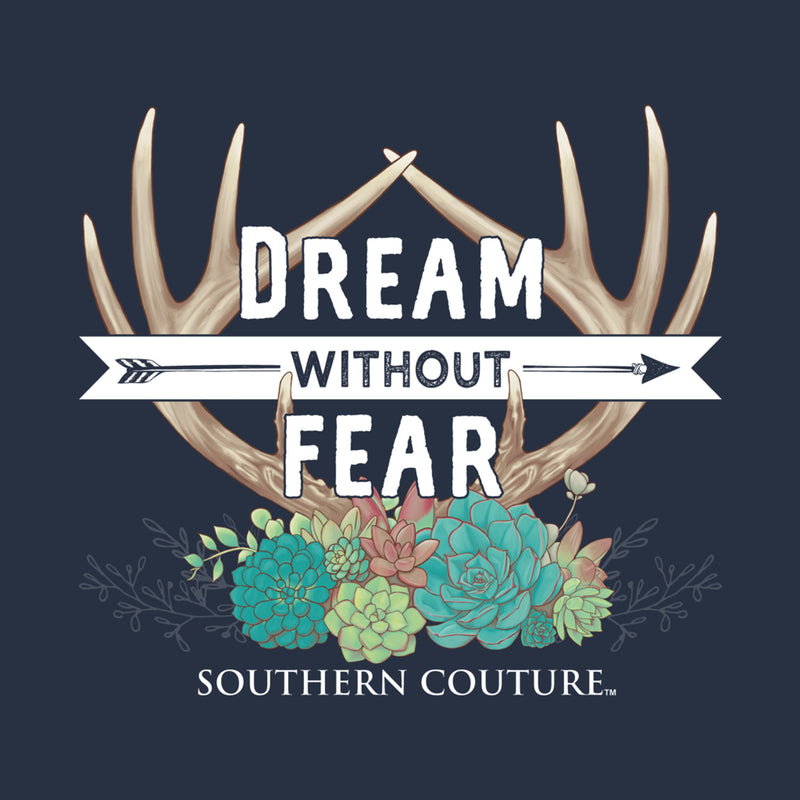 Southern Couture Classic Long Sleeve Fit Dream Without Fear Adult T-Shirt Navy