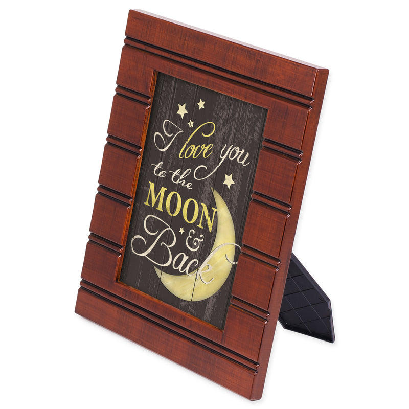 Front view of I Love You to the Moon and Back Wood Finish Frame 
