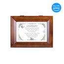 Top down view of Dear and Beautiful Granddaughter Dark Wood Finish Jewelry and Music Box -