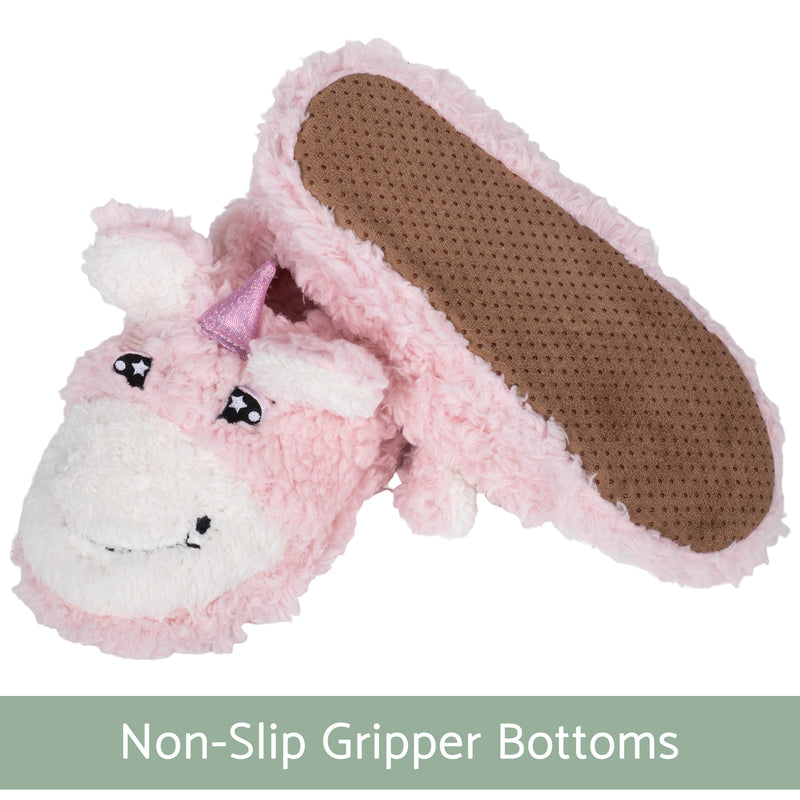 Unicorn Pink Womens Animal Cozy Plush Lined Non Slip Fuzzy Slipper - Large