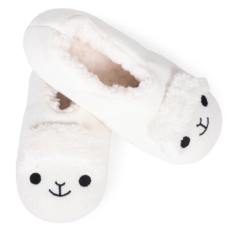 Front view of Sheep Ivory Women's Animal Cozy Plush Lined Non Slip Fuzzy Slipper