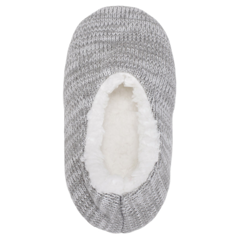 Simple Knit Womens Plush Lined Cozy Non Slip Indoor Soft Slipper - Grey