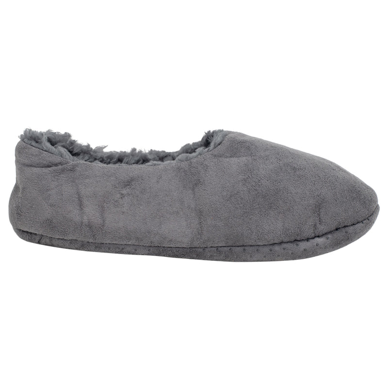 Grey Solid Tone Mens Plush Lined Cozy Non Slip Indoor Soft Slippers