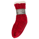 Burgundy Red Simple Knit Womens One Size Plush Lined Non Skid Indoor Slipper Socks