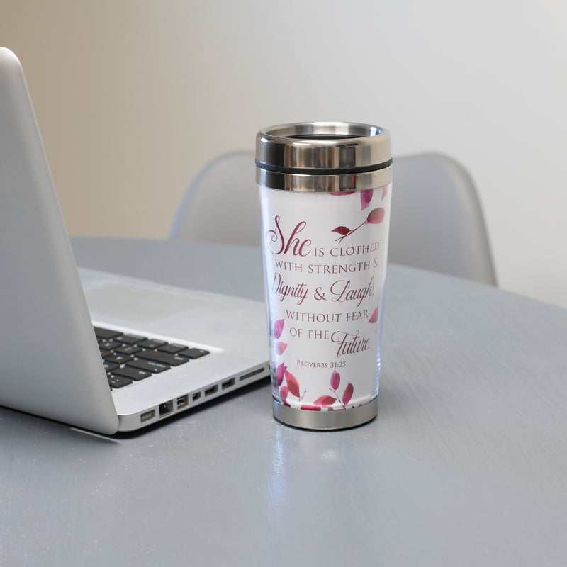 Proverbs 31 Woman 16 Ounce Stainless Steel Travel Mug with Lid