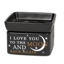 Front view of "Love You to The Moon and Back" Electric 2 in 1 Jar Candle and Wax and Oil Warmer