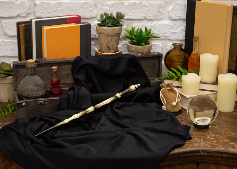 Tiered Black and Ivory Bone 13.75 inch Resin Costume Magic Wand