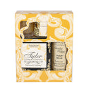 Tyler Candle Gift Set II - Fleur De Lis - 11oz Prestige Candle, 9oz Chambre Room Perfum, 2oz Votive Candle, Glass Votive Holder
