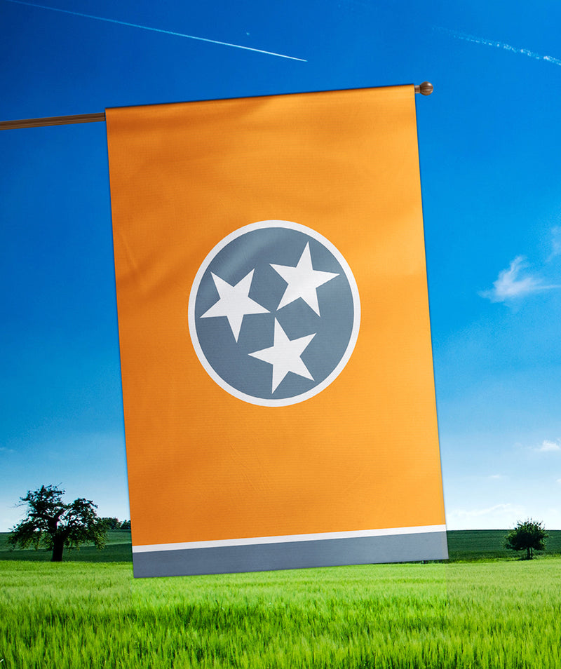 Magnolia Garden Tennessee Tri Star in Circle Orange 30 x 44 Rectangular Large House Flag
