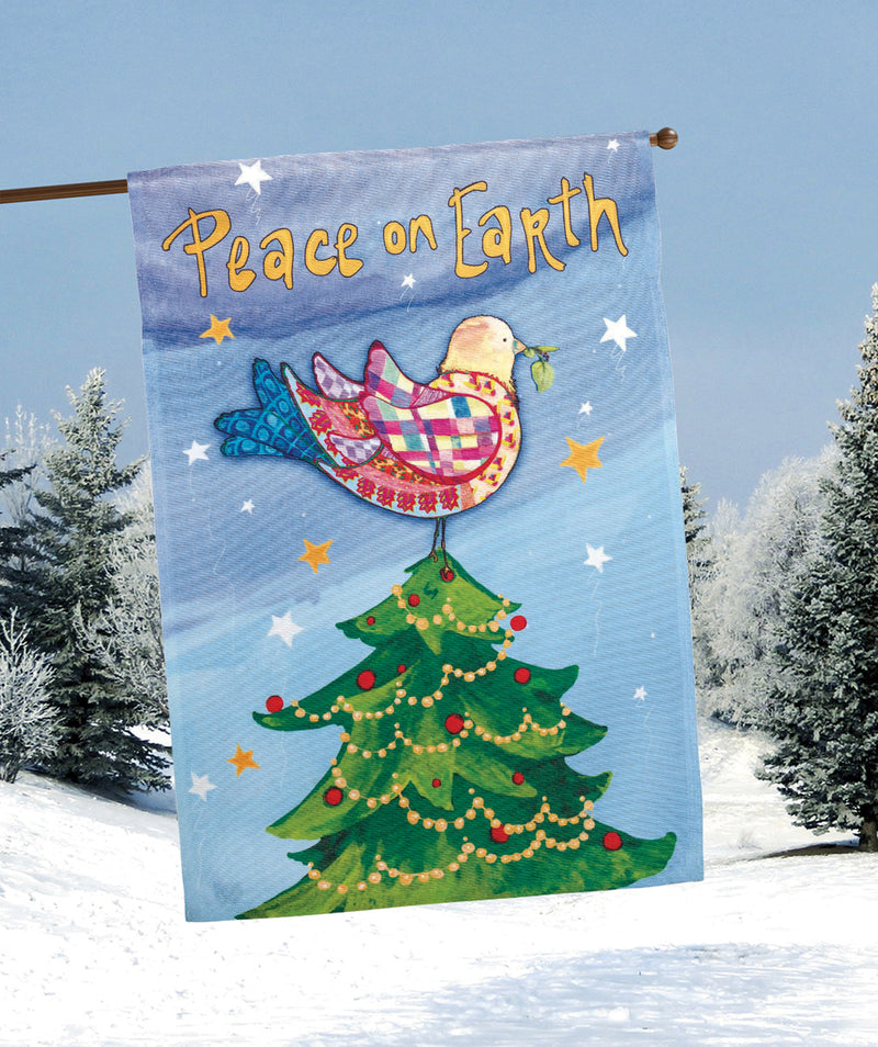 Magnolia Garden Bird Peace On Earth Tree Sky Blue 18 x 13 Polyester Christmas Outdoor Flag
