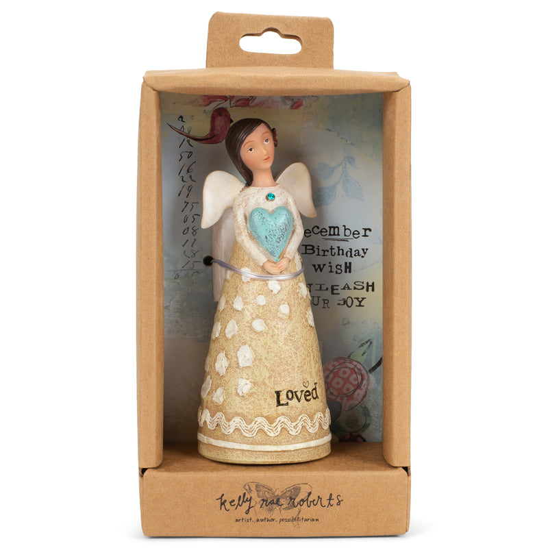 Kelly Rae Roberts December Birthday Wish Unleash Your Joy Loved 4.5 Inch Resin Angel Figurine Sculpture