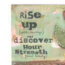 DEMDACO Rise Up Discover Your Strength Floral Aqua 6 x 6 Wood Decorative Wall Art Sign