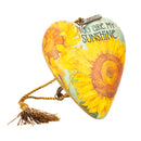 DEMDACO You Are My Sunshine Sunflower Yellow 4 x 3 Inch Heart Shaped Resin Keepsake Decoration