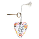 DEMDACO She Believed She Could So She Did Butterfly Floral 4 x 3 Heart Shaped Resin Keepsake Art Hearts Decoration with Key and Tassel