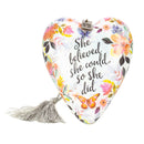 DEMDACO She Believed She Could So She Did Butterfly Floral 4 x 3 Heart Shaped Resin Keepsake Art Hearts Decoration with Key and Tassel
