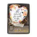 DEMDACO She Believed She Could So She Did Butterfly Floral 4 x 3 Heart Shaped Resin Keepsake Art Hearts Decoration with Key and Tassel