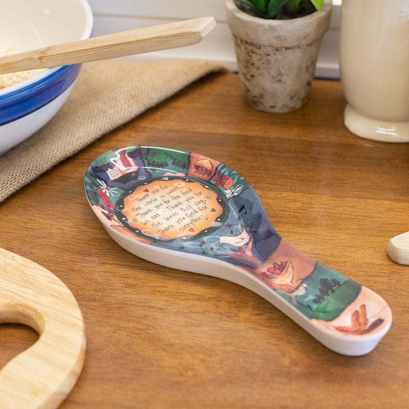 Table Prayer Thank God For Everything Multicolored 10 x 4 Melamine Spoon Rest
