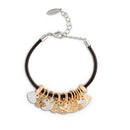 Heart Giving Metallic 7 inch Zinc Alloy Metal and Leather Bracelet