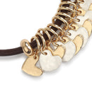 Heart Giving Metallic 7 inch Zinc Alloy Metal and Leather Bracelet