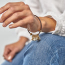 Heart Giving Metallic 7 inch Zinc Alloy Metal and Leather Bracelet