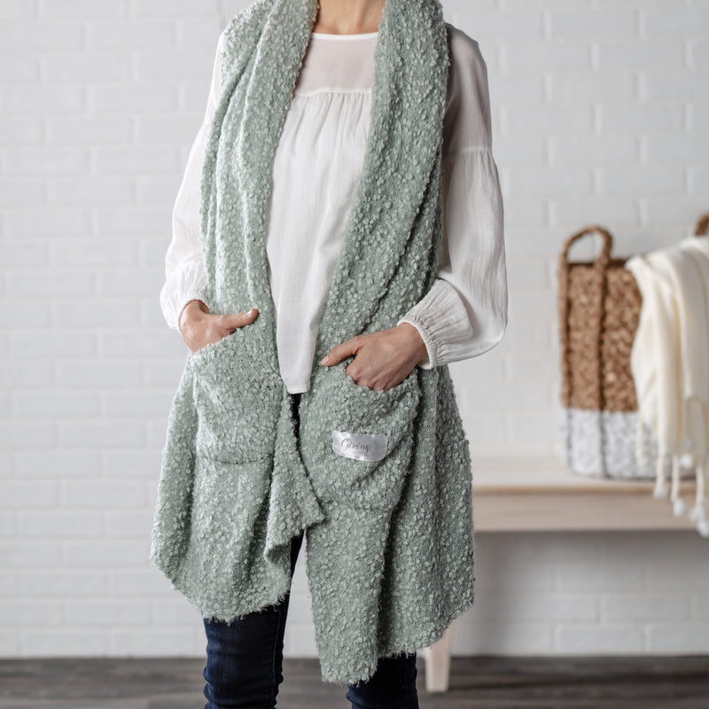 Sage Green Womens One Size Soft Knit Nylon Giving Shawl Wrap in Gift Box