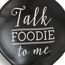 DEMDACO Talk Foodie To Me 4.5 x 4 Glossy Black Ceramic Stoneware Kitchen Spoon Rest