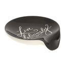 DEMDACO Live Deliciously Script 4.5 x 4 Glossy Black Ceramic Stoneware Kitchen Spoon Rest