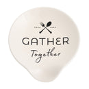 DEMDACO Gather Together Good Food 4.5 x 4 Glossy White Ceramic Stoneware Kitchen Spoon Rest
