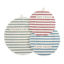 Homemade Stripe 11 x 11 Cotton Linen Fabric Plate Serving Dish Covers Set of 3
