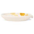 Summer Flowers Glossy Yellow and Brown 6 x 5 Ceramic Stoneware Oval Spoon Rest