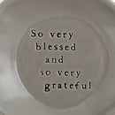 DEMDACO So Very Blessed and So Very Grateful Dove Grey 4.5 x 4 Glossy Ceramic Stoneware Wobbly Round Spoon Rest