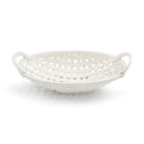 Bread Basket White 15 x 8 Ceramic Earthenware Decorative Bowl With Towel