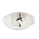 Bread Basket White 15 x 8 Ceramic Earthenware Decorative Bowl With Towel