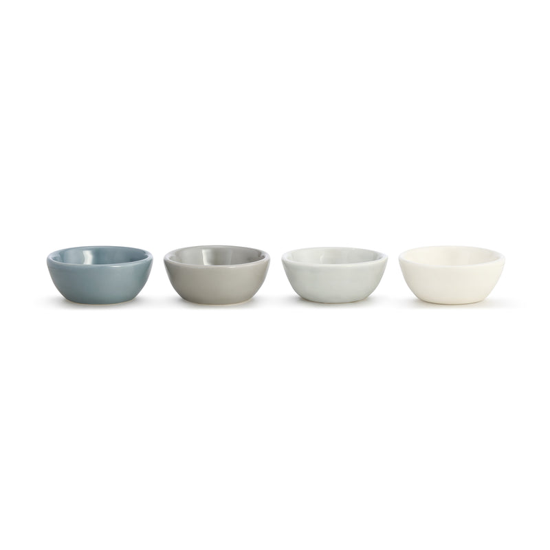 DEMDACO Mini Matte Blue Grey 3 x 3 Ceramic Stoneware Decorative Bowls Set of 4