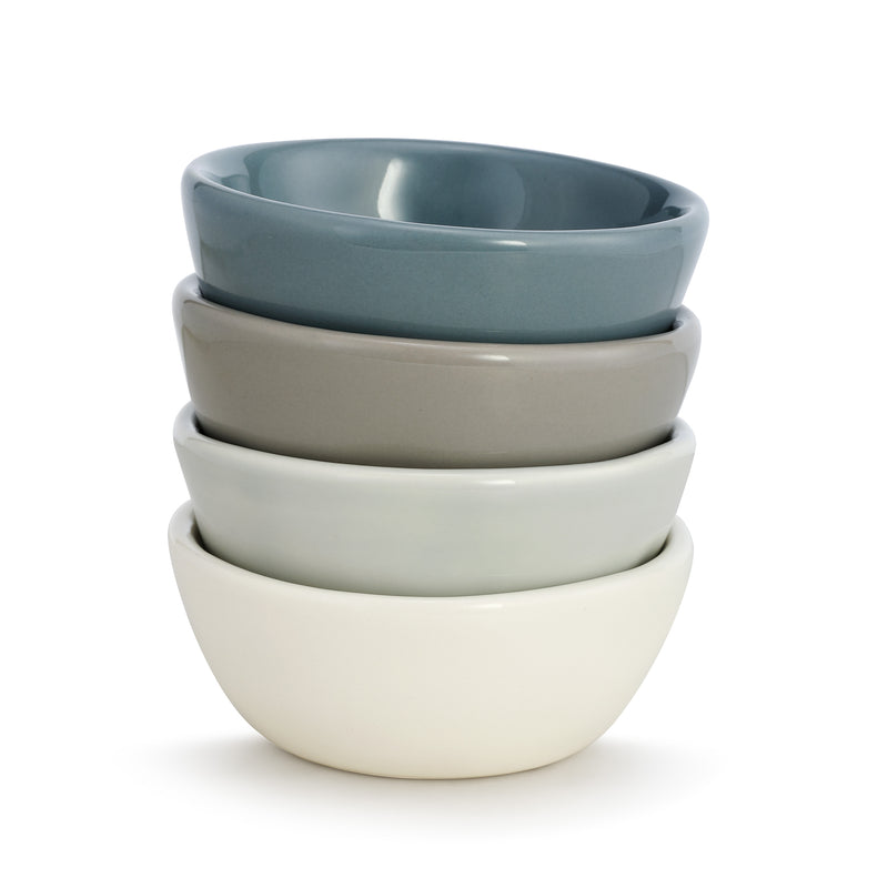 DEMDACO Mini Matte Blue Grey 3 x 3 Ceramic Stoneware Decorative Bowls Set of 4