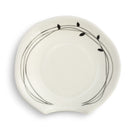 Debossed Leaf Glossy Black and White 4 x 4 Ceramic Stoneware Spoon Rest