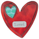 DEMDACO Loved Heart Blue and Red 6 inch Fir Wood Composite Decorative Wall Art Sign