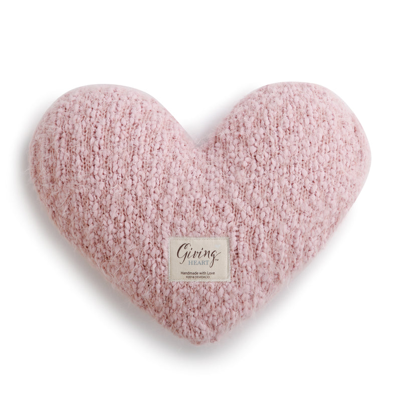 DEMDACO Pale Pink Soft Heart Shaped 10 x 11 inch Plush Polyester Decorative Throw Giving Pillow