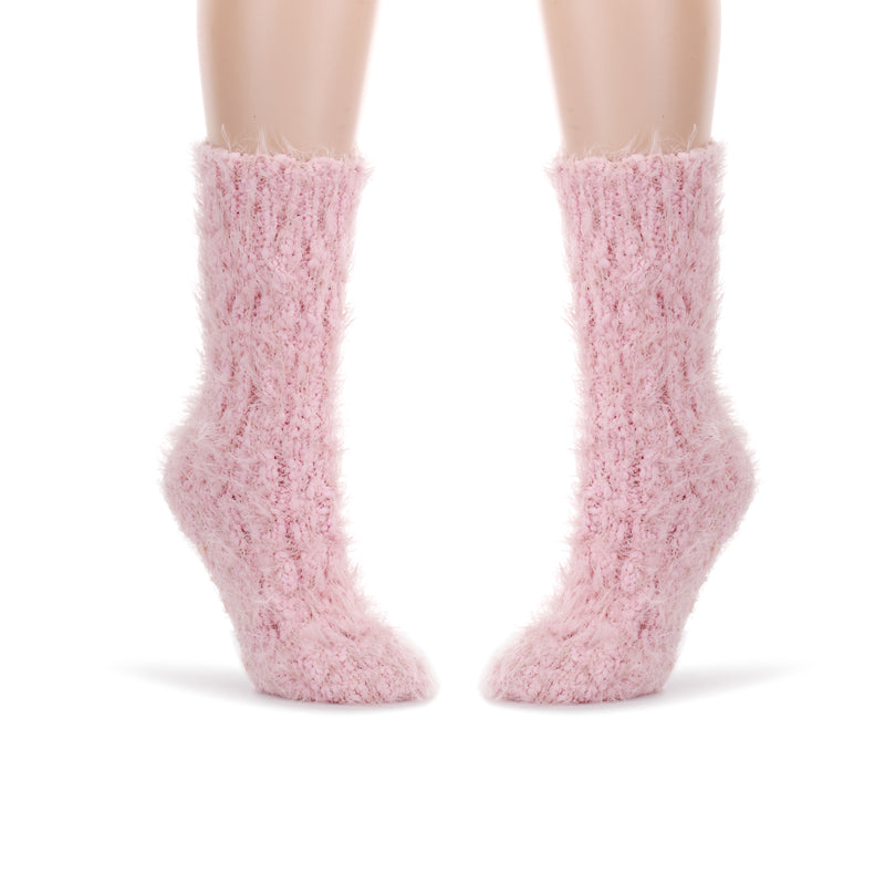 Pink Fuzzy Womens One Size Polyester Blend Crew Style Gift Boxed Giving Socks