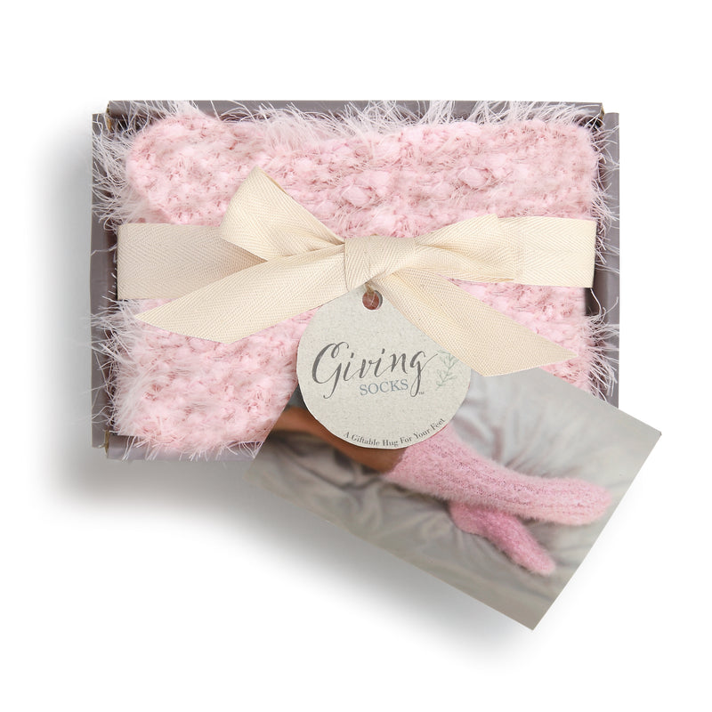 Pink Fuzzy Womens One Size Polyester Blend Crew Style Gift Boxed Giving Socks