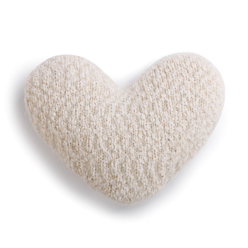 DEMDACO Cream Heart Shaped 10 x 11 inch Plush Polyester Decorative Throw Giving Pillow