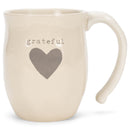 Grateful Heart Cream Inspirational 16 ounce Ceramic Stoneware Coffee Mug