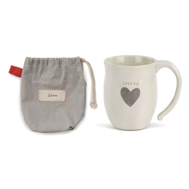Loving Heart Cream Inspirational 16 ounce Ceramic Stoneware Coffee Mug
