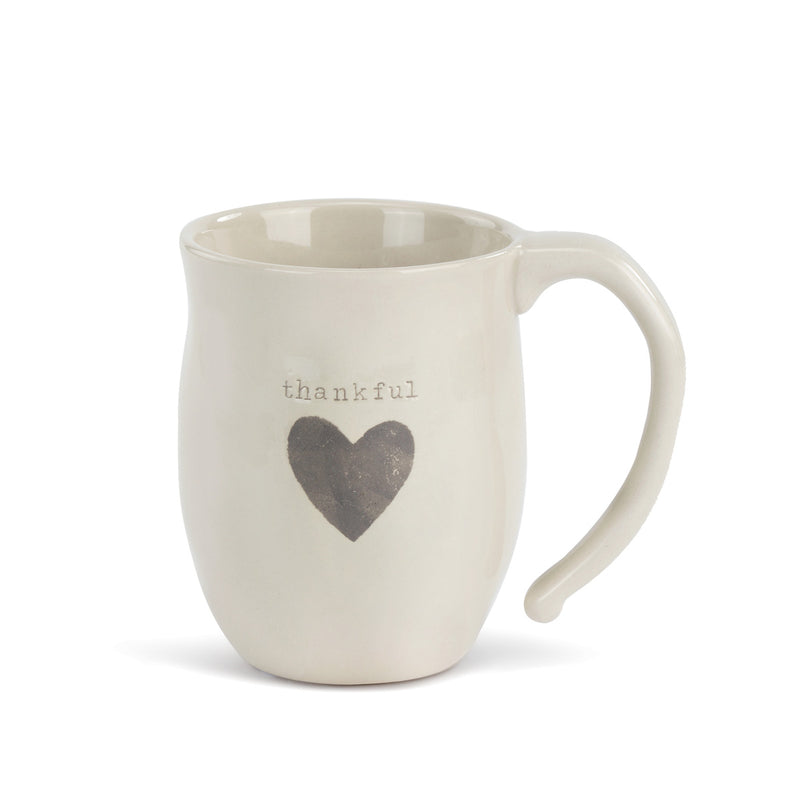 Thankful Heart Cream Inspirational 16 ounce Ceramic Stoneware Coffee Mug