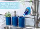 Nat & Jules Chic Rounded Blue 4.5 inch Matte Ceramic Bathroom Accessories Set of 4