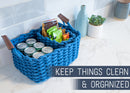 Nat & Jules Thick Woven 12 x 10 Polyester Knit Nesting Shelf Baskets Set of 3, Navy Blue