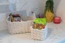 Nat & Jules Thick Woven 12 x 10 Polyester Knit Nesting Shelf Baskets Set of 3, Cream