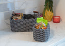 Nat & Jules Thick Woven 12 x 10 Polyester Knit Nesting Shelf Baskets Set of 3, Grey